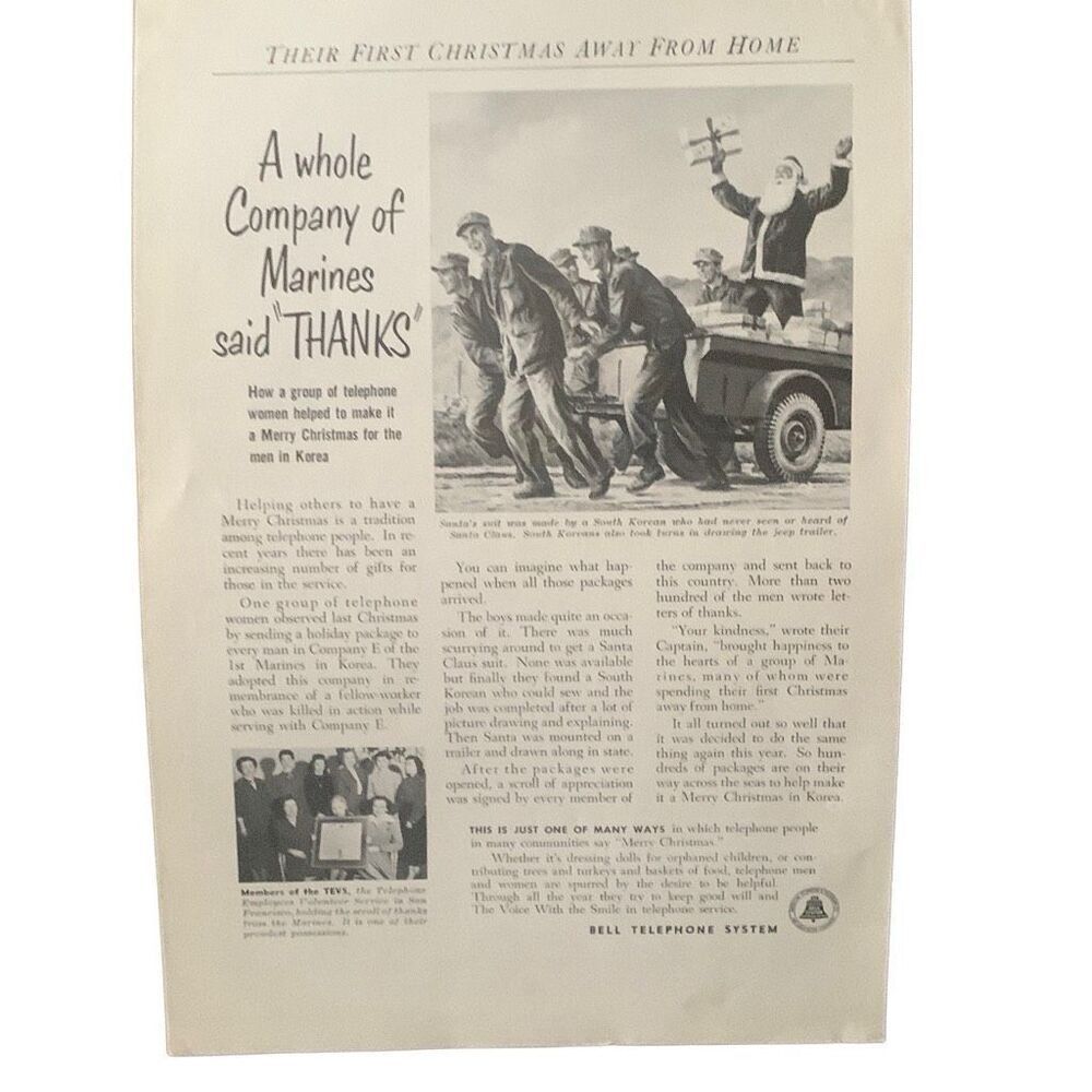 Vintage 1952 Bell Telephone Company of Marines Ad Advertisement